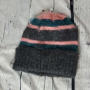 Topshop Cuffed Fuzzy Striped Women's Beanie NWOT